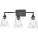 Caily 3 Light 24 inch Matte Black Vanity Light Wall Light